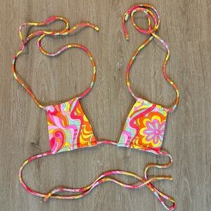 Frankies Bikinis Far Out Sand Halter Bikini Top size Small